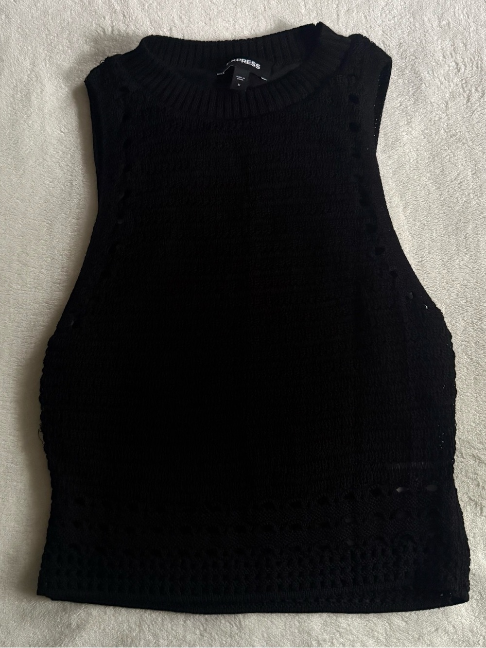 Express Black Crochet Knit Tank Top